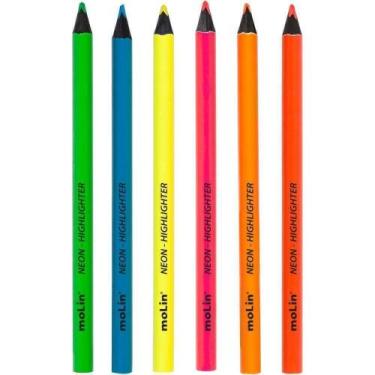 Imagem de Lápis de Cor Jumbo Neon Marca Texto 6 Cores - Molin