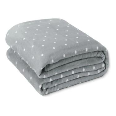 Imagem de Cobertor flannel poa - casal - cinza - corttex