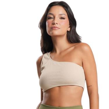 Imagem de Top Fitness Canelado Feminino Vekyo Academia Ombro Só Poliamida Assimé