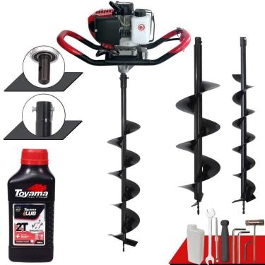 Imagem de Perfurador de Solo GD520B à Gasolina 52CC 2,2HP com Brocas 80x10CM 80x20CM Vermelho Anmax