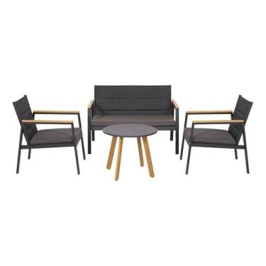Imagem de Conjunto Living Metal 4 Pecas 1 Mesa 3 Poltronas Preto - Brazil Home L