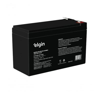 Imagem de Bateria Chumbo Ácido VRLA Elgin Terminal F187 para Alarmes e no-breaks 7,2AH 12V Preto