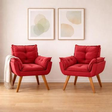 Imagem de Kit 2 Poltronas em Veludo Base Palito Quadrada Opalla Prime - House De