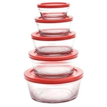 Imagem de Jogo Conjunto Kit de Potes Tigelas de Vidro com 5 unidades - Casambien