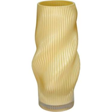 Imagem de Vaso Decorativo Enfeite Casa Redondo Home&co Vidro 29x13x13cm Creme - 
