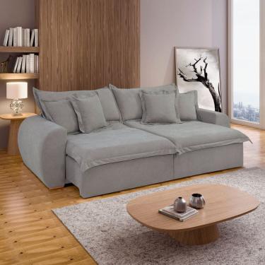 Imagem de Sofá Cama Retrátil e Reclinável 2 Lugares Pés Madeira Maciça 220Cm Imperatriz Yescasa C...