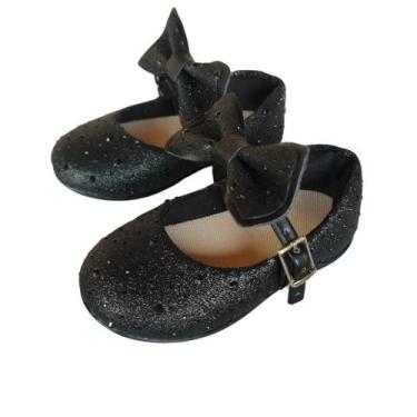 Imagem de Sapatilha Infantil Menina Brilho Luxo Bebê - SEM MARCA, Preto, 23