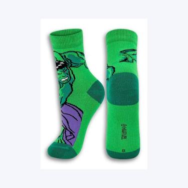 Imagem de Meia Cano Médio Infantil Vingadores Marvel Urban Lupo, Verde, 30 a 36