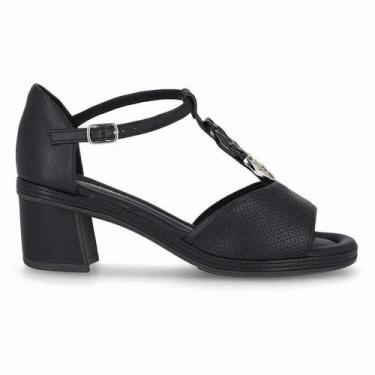 Imagem de Sandália Feminina Joanete Piccadilly 566078 Salto médio, Preto, 38
