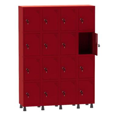 Imagem de Armário Guarda Volume Locker Roupeiro 4 Vãos 16 Portas Aço GRF504/16 V