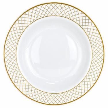 Imagem de Prato Fundo Porcelana Borda Dourada 22cm Luxo PCLN-285 - Hauskraft