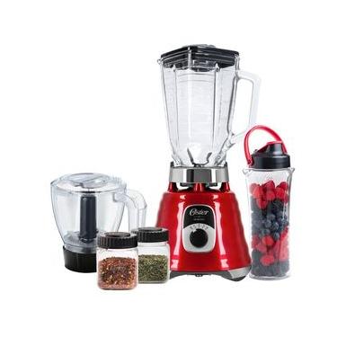 Imagem de Kit de Liquidificador e Acessórios Oster New Osterizer com Jarra de Vidro Vermelho 110V