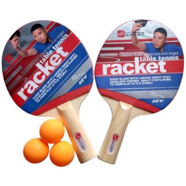 Imagem de Kit 2 Raquetes + 3Bola Tenis de mesa Ping Pong PretoVermelho - Hyper S