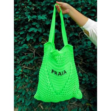 Imagem de Bolsa de Praia Tricot Bordada Crochê alças resistentes larga - Tropica
