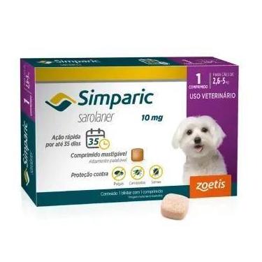 Imagem de Simparic 10mg Antipulgas e Carrapatos Cães de 2,6 a 5kg com 1 Comprimi