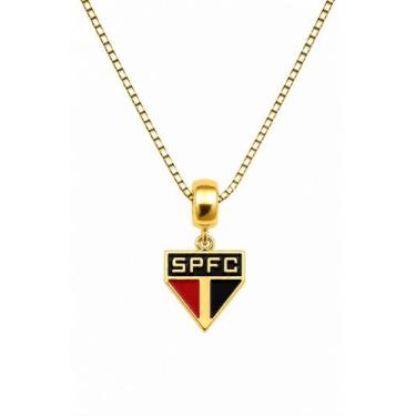 Imagem de Colar Pingente Masculino Time De Futebol São Paulo Banhado a Ouro 18k 