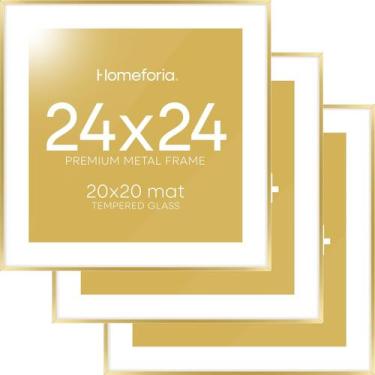 Imagem de Porta-retrato Homeforia 61x61 cm em metal dourado, conjunto com 3