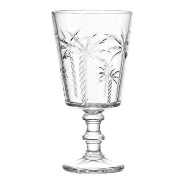Imagem de Taça TCVN-076TR com Desenhos de Coqueiros em Relevo em Vidro para Água e Drinks Transparente Hauskraft 320ML