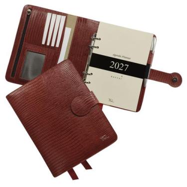 Imagem de Agenda Planner Couro 2027 126-R Raffai Couros, Vermelho Lizard