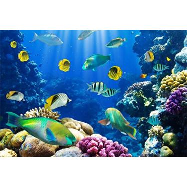 Imagem de Yeele Cenários de fundo sob o mar de 3 x 2,4 m para fotografia oceano aquário fundo subaquático mundo foto peixe coral mergulho fundo do mar crianças bebê festa de aniversário foto cabine sessão vinil estúdio adereços
