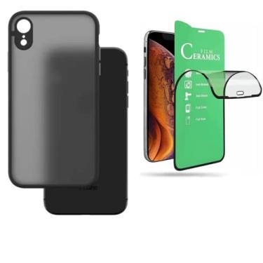 Imagem de Capa Capinha Translúcida Compatível Com iPhone XR (6.1) + Película Full 9D Cerâmica - (C7)