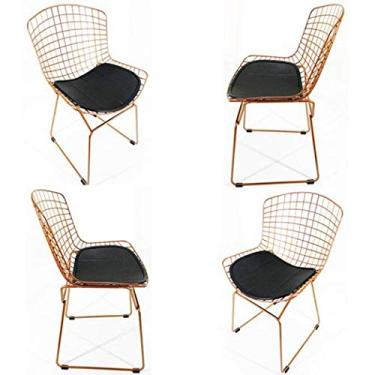 Imagem de Kit 4 Cadeiras BERTOIA cobre assento preto - Poltronas do Sul