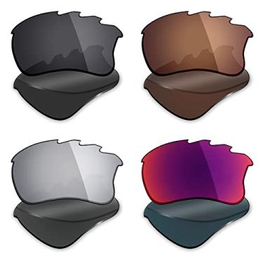 Imagem de 4 pares de lentes polarizadas de substituição Mryok para óculos de sol Oakley Flak Jacket XLJ ventilados – Stealth preto/bronze marrom/prata titânio/Midnight Sun