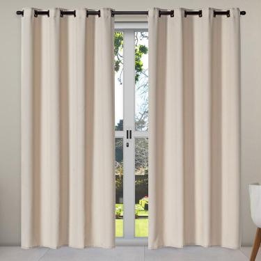 Imagem de Cortina Isa Varão Tecido Oxford 4,00m x 2,50m p/ Janela Sala Quarto - Avelã