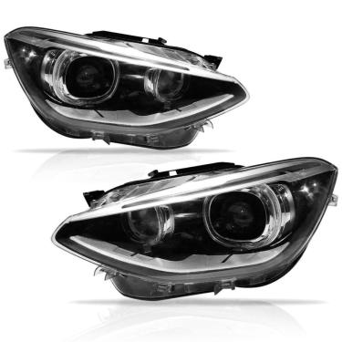 Imagem de Par Farol C/ Projetor Bmw Serie 1 2013 2014 2015 Entrada Angel Eyes