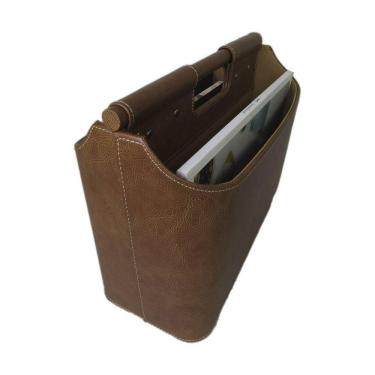 Imagem de Revisteiro 2 Compartimentos Em Couro Marrom 36X28,5X17Cm Btc