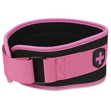 Imagem de Harbinger Cinta para levantamento de peso e treino com núcleo de espuma de 11,4 cm, pequena, rosa, tamanho de competição (masculino e feminino)