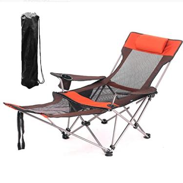 Imagem de Cadeiras de acampamento Cadeira dobrável portátil leve 2 em 1 Cadeira exterior Cadeira de acampamento Cadeiras dobráveis fora Cadeiras para pesca Praia acampamento Passeio em família com apoio para os pés, Vermelho, 4 kg/8,8 lbs