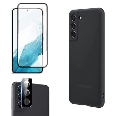 Imagem de Kit Capa Capinha Silicone Aveludada + Película 3D 9D + Película Câmera Compatível Galaxy S22