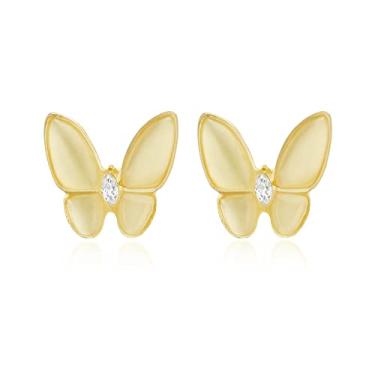 Imagem de IDOKAWA Brincos de borboleta para Feminina, Prata Esterlina Banhada a Ouro 18K Hipoalergênico, Pequeno Presente de Joias Minimalistas para Meninas