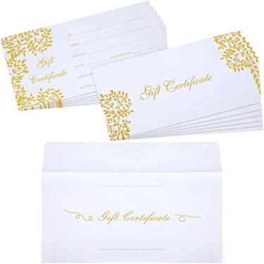 Imagem de 25 peças de cartões de presente em branco com 25 peças de envelopes, vouchers, cartão de certificado para negócios, Natal, aniversário, casamento, spa, salão, restaurantes, chá de bebê, 8,8 x 18,8 cm
