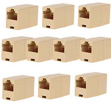 Imagem de MOOKEENONE Extensor de acoplador adaptador conector LAN fêmea RJ45 10 x fêmea