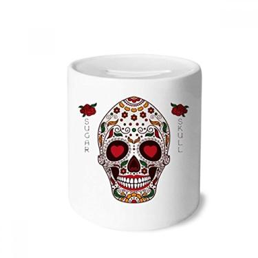 Imagem de DIYthinker Flower Cirrus Eyes White Sugar Skull Money Box Saving Banks Ceramic Coin Case Kids Adults