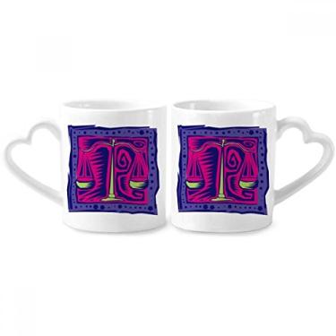 Imagem de Constelação Libra Mexicon Cultura Gravura Casal Porcelana Conjunto de Caneca de Cerâmica Amante Copo Coração Alça