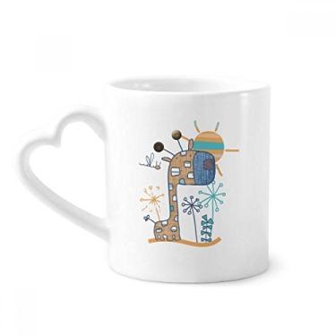 Imagem de Caneca vermelha de desenho de girafa animal Sunshine caneca de café cerâmica copo de coração de vidro