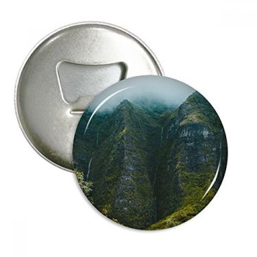 Imagem de Jungle Valley Cliff Fog Forest abridor de garrafas ímã de geladeira emblema multifuncional