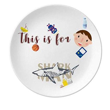 Imagem de Prato de porcelana Skeletal Changes Sharks Prato de jantar redondo masculino