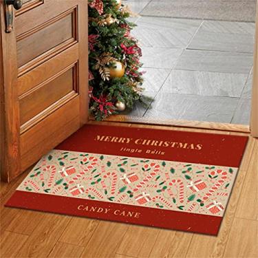 Imagem de KELATI Tapete de porta de Natal, tapete de porta de Natal antiderrapante tapete de entrada interna tapete de Natal, para quarto, banheiro, cozinha, tapete de feriado, 40 x 60 cm-H