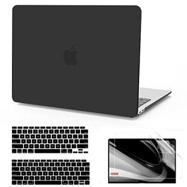 Imagem de B BELK Capa compatível com MacBook Air 13 2022 2021 2020 2019 2018 versão A2337 M1 A2179 A1932 com Touch ID, capa rígida para laptop de plástico fosco + capa para teclado + protetor