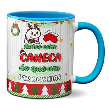 Imagem de Caneca Flork de Natal Frase Antes Isso Que Um Par de Meias (Azul)