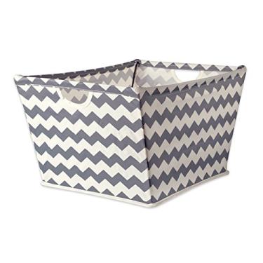 Imagem de DII Cesta de armazenamento trapezoidal de poliéster dobrável, solução organizacional para escritório, quarto, armário e brinquedos (grande - 50,8 x 35,5 x 28,9 cm) cinza chevron