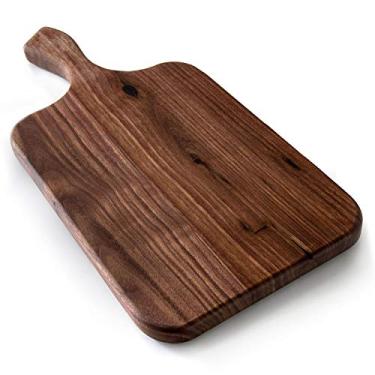 Imagem de Brazos Tábua de corte de madeira orgânica Home Medium usada para servir, picar frutas, legumes ou carne e como um prato de charcuterie, temperado, nogueira escura, 34 cm x 18 cm x 19 cm