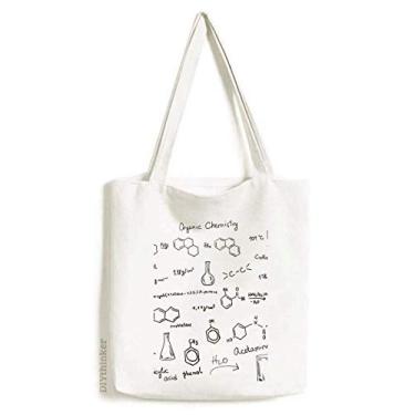 Imagem de Bolsa de lona com estrutura atômica molecular de química orgânica, bolsa de compras casual