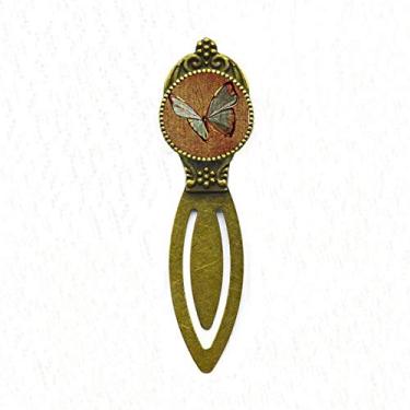 Imagem de Marcador de página retrô com design de borboleta de linho, marcador de página para escritório