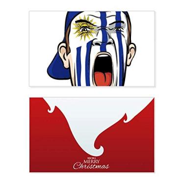 Imagem de Boné de cabeça com bandeira do Uraguai para maquiagem facial, feriado, Natal, cartão de felicitações, mensagem de Natal