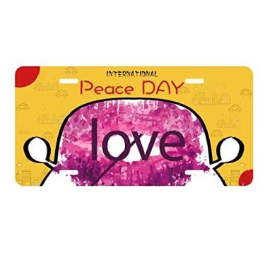 Imagem de Etiqueta para placa de carro Dia dos Namorados Rosa Lábios Love Arrow Decoração de carro Dia da Paz